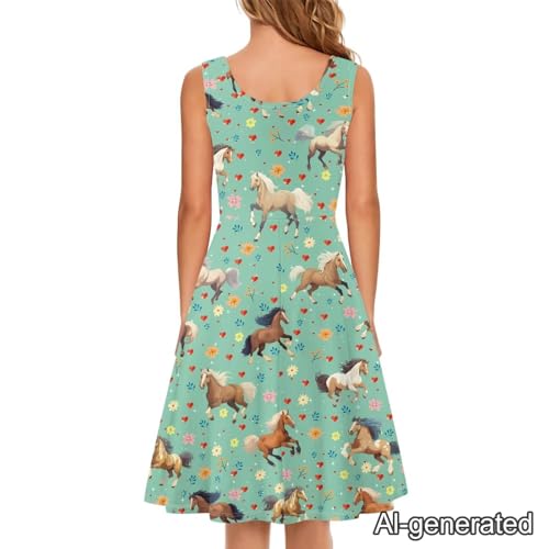 Image of Renewold Women's Sleeveless Tank Dress with Pockets, Casual Scoop Neck A-Line Sundress for Summer, Travel and Vacation