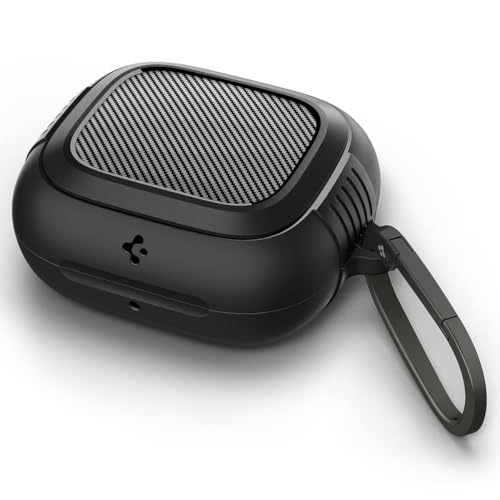 Spigen Rugged Armor Designed for Powerbeats Pro 2 Case (2025) Secure Protection Cover with Carabiner - Matte Black