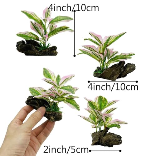 Image of Fish Tank Decorations Aquarium Decor Ornaments Betta Pink Leaf pad Hammock Artificial Driftwood Goldfish Bowl Accessories (Light Pink 3pcs /Buddha-Set)