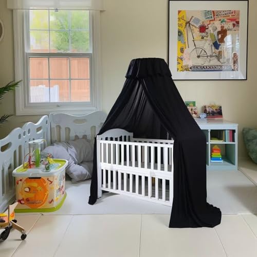 Image of Blackout Crib Canopy Black Crib Tent to Keep Baby in Crib Cover Canopy Bed Curtains for Indoor and Outdoor (Sticker Holder not Included)