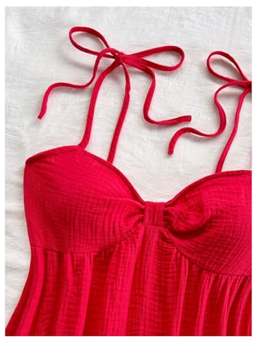 Image of SOLY HUX Women's Summer Cami Sun Dress A Line Tie Shoulder Y2k Cute Casual Short Mini Beach Babydoll Dresses