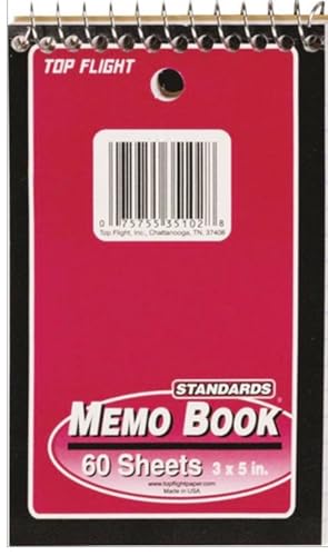 Top Flight Memo Book 3 x 5 in. Colors May Vary (Pack of 4)