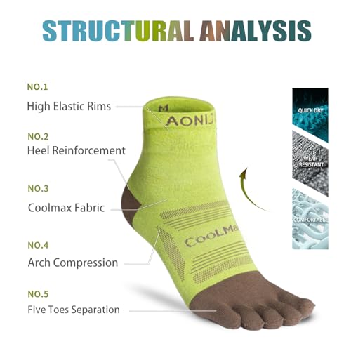 Image of Toe Socks Cool-max Running Socks for Men Women 3 Pairs Athletic Breathable Five Finger Socks