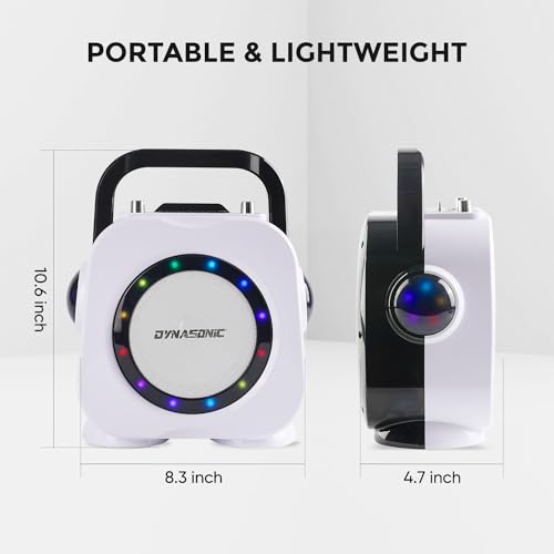 Miniatura 5 de DYNASONIC USB Karaoke con microfono, Regalos Originales para niños niña, Altavoz Recargable|Ligero|Portátil, Juguetes niña 4-13 años (Negro)