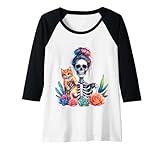 Photo Gallery donna messy bun skeleton kitten cat succulent lovers halloween maglia con maniche raglan Photo Gallery donna messy bun skeleton kitten cat succulent lovers halloween maglia con maniche raglan