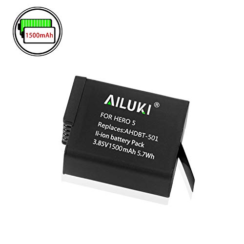 Mibote 1 piece, 1500 mAh battery for GoPro Hero 2018, Hero5, Hero6, Hero7, black replacement battery, 100 % compatible with batteries