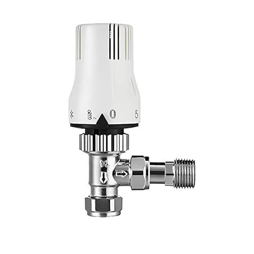 Pro Classic Universal Thermostatic Radiator Valve (TRV) | Angled TRV for 8mm, 10mm & 15mm Pipework | Includes Reducers for 8mm & 10mm | Polished Chrome Finish | Efficient Temperature Control