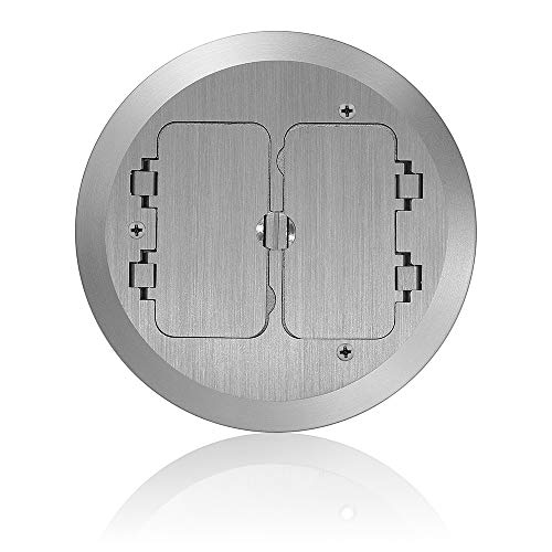 Leviton Concrete Floor Box Nickel Plated Cover Plate, 2 Decora Flip Lids, FBC2F-N