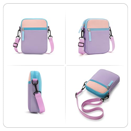 kids purse for girls crossbody bag colorblock purses for kids age 5 6 7 8-10 10-12 purple amp blush pink