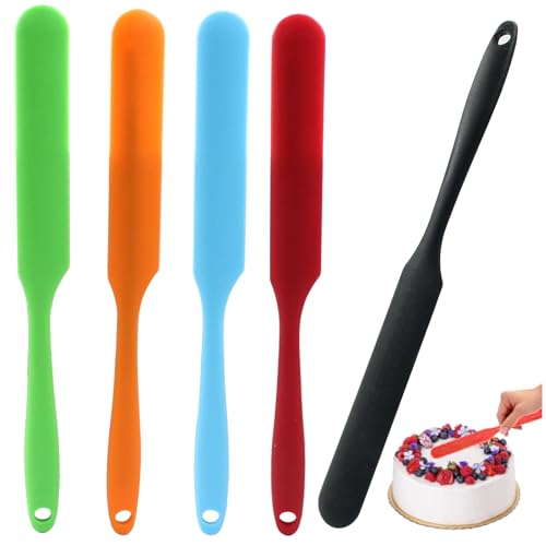 Unlorspy 5Pcs Silica Gel Jar Scraper Spatulas, Green/Orange/Red/Blue/Black