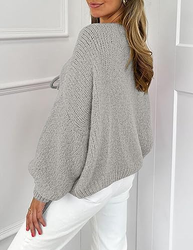 Women’s Tie Front Cardigan Oversized Chunky Knit Sweaters Y2K Bow Tops Long Sleeve Open Front Knitwears - Image 4