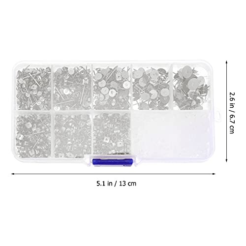 EXCEART Caixa de Metal Brincos Mensagens 1 Agulhas de Prata Plano Pad Em Branco Brinco Pin Studs Ear