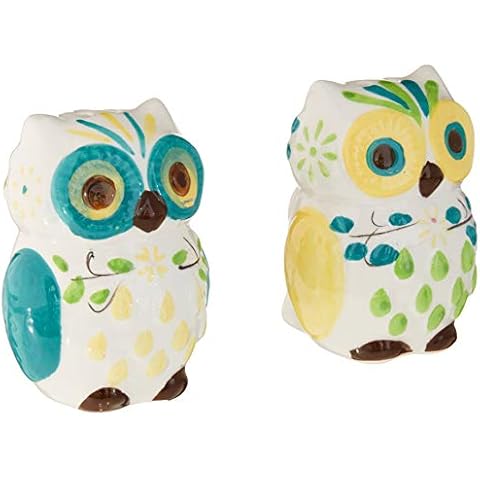 Boston Warehouse Floral Owl Salt and Pepper Shaker Set Cover