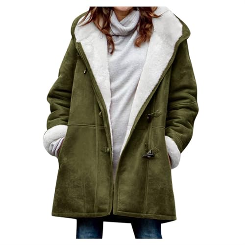 Winter Coats for Women 2024 Warm Plus Size Fleece Lined Jackets Button Down Sherpa Fur Hooded Parka Peacoat Outerwear