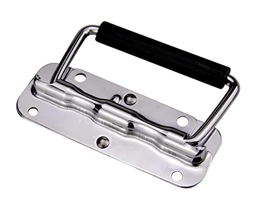 Image of 4Pcs Stainless Steel Folding Spring Handle for Toolbox Suitcases Equipment Cabinet Pull Drawer Knobs Hardware Accessories,Free Screws (4Pack, Size :122mm)