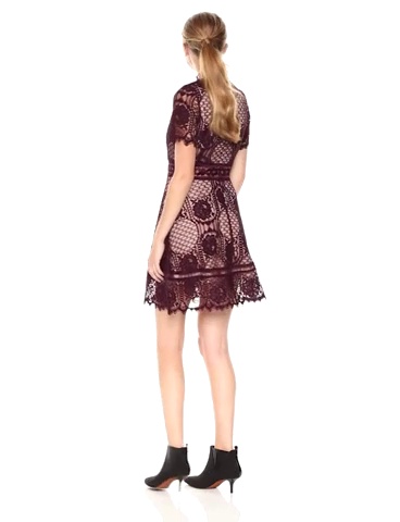 chinese dress ladies BB Dakota Women's Rene Scallop Lace Shift Dress, Cantaloupe, X-Small   Vanessa Jane