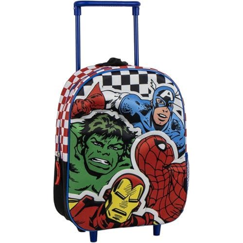 Zaino trolley Marvel Avengers con ruote e manico estensibile - Zaino scolastico Avengers per bambini con design da supereroe, resistente e spazioso