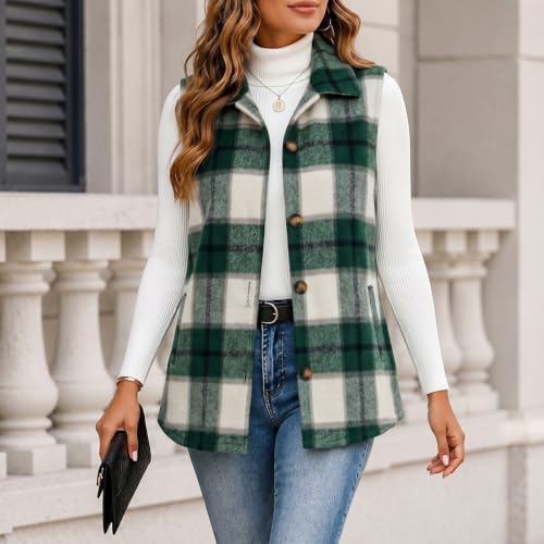 Toumov Plaid Vest for Women Flannel Jackets Sleeveless Shacket Shirt Jacket - image 3