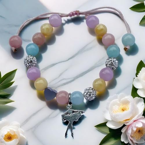Image of DOLON Colorful Stones Handmade Crystal Ballet Charm Bracelet First Recital Stage Performance Dance Competition Encouragement Gift for Her
