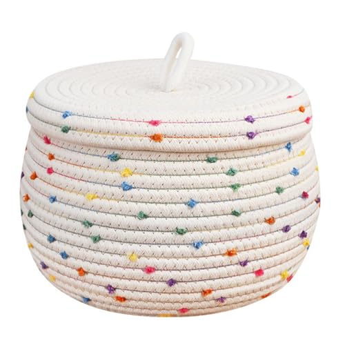 Snacks Basket Candy Containers Woven Storage Basket with Lid Makeup Case Organizer Clothes Container Mini Baskets Makeup Containers Cosmetic Basket Make up Cotton Thread