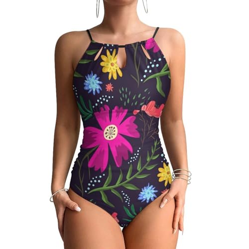 Swimsuit monokini rouge à fleurs idéal pour plage et spa