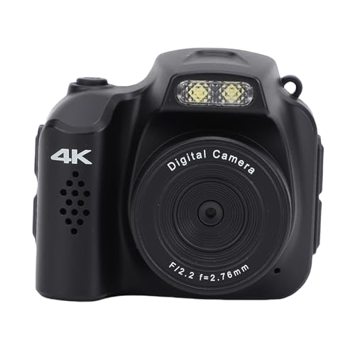 Image of banapoy Small Digital Camera, 4K HD 64MP Compact CCD Vlog Camera with LED Fill Light and 19 Retro Filters, for Students Travel Outdoor Photography (Black)