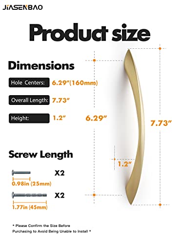 Image of Brushed Gold Cabinet Pulls 6.3 Inch Arch Twisted Brass Handles Drawer Kitchen Cupboard Bathroom Dresser Cabinet Hardware Zinc Alloy 2 Pack