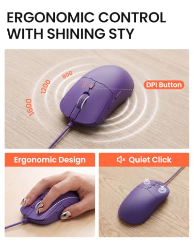 Image of Wired Typewriter Keyboard and Mouse Combo, Low Noise Pink Switch-Purple