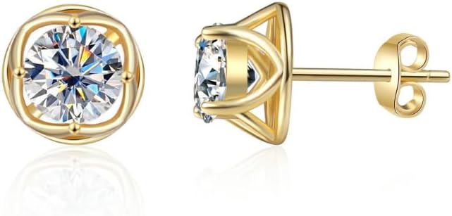 Solitaire Earrings Pure Gold VVS1 Clarity D Color Asli Moissanite Stone Original Certified For Women & Girls Real Diamond Earrings Solitaire For Women मोइसानाइट रत्न Sone Ka Top's
