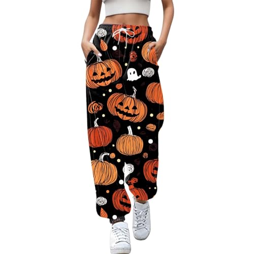 Women Halloween Sweatpants Adult High Waisted Bottom Baggy Lounge Bottoms Sporty Active Joggers Pants with Pockets