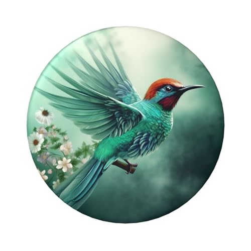 Motif oiseau pour homme et femme sur ces épingles à boutons rondes bleu sarcelle