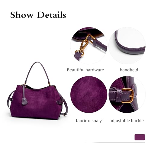 Women Faux Suede Tote Hobo Handbags Vintage Belted Top-handle Genie Leather Work Shoulder Bags2