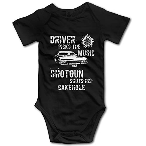Image of MSKKLA Supernatural Driver Picks The Music Romper Unisex Baby Bodysuit One-Piece Jumpsuit Outfits for Baby Black