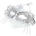 Coddsmz Women Masquerade Mask with Rhinestone Chains Mysterious Venetian Ball Mask Mardi Gras Decoration for Lady Carnival Party Costume Masks (Silver)