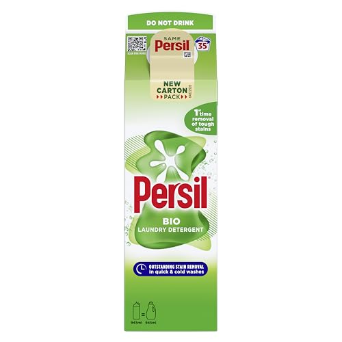Persil Bio Laundry Washing Liquid Detergent 1st time removal of tough stains outstanding stain removal in quick & cold washes 35 washes (945 ml)