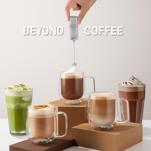 Image of Mini & Mighty Milk Frother Wand - Powerful Handheld Coffee Frother, Battery Operated Drink Mixer - Compact Pocket Size - Detachable Whisk for Latte, Cappuccino, Matcha, Hot Chocolate
