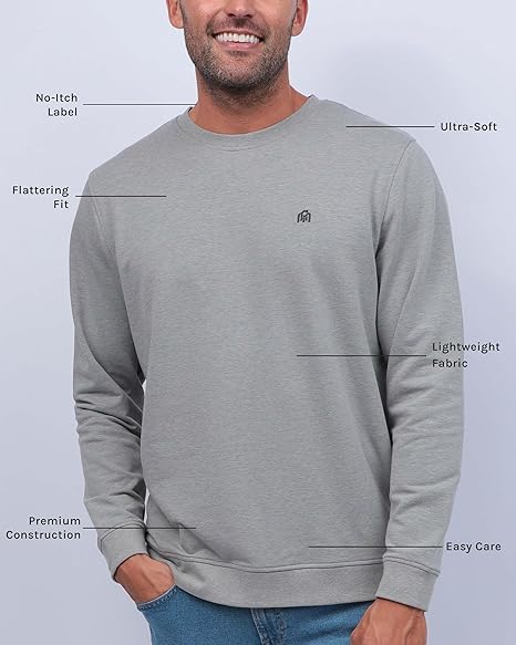 INTO THE AM Premium Crewneck Sweatshirts For Men S - 4XL Lightweight Casual Fitted Sweater2