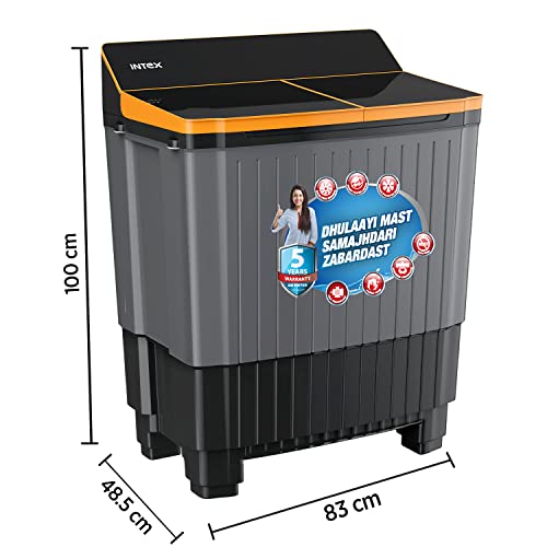 Image of Intex Top Loading Washing Machine 8 KG Semi Automatic ( Tricolor, 8.0 kg, Full Glass Lid, SA80BLFG)