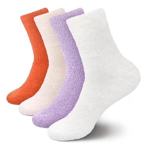 Image of BambooMN Women's Fuzzy Soft Colored Socks