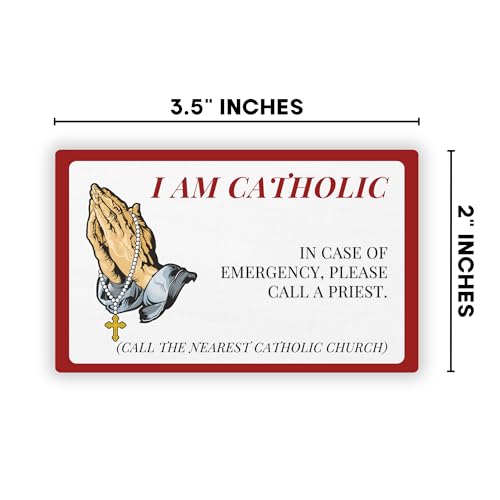 I Am Catholic Call A Priest Plastic Wallet Card | 5pk 14.99 in Case of Emergency Waterproof Durable Sick Medical Bracelet Key Chain3