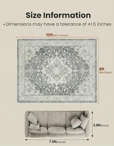 Tapete decorativo Marsail 8x10 gris claro lavable a máquina miniatura 2