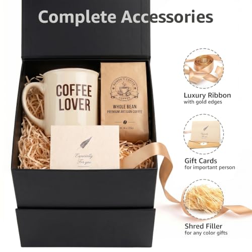 Image of LIFELUM Black Gift Box for Birthday with Magnetic Lid, 7 inchx7 inchx7 inch