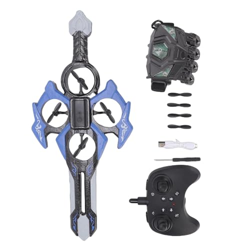 Flying Sword RC Airplane Upgraded Smart Glove Recognition RC Drone with Gyro Stabilizer LED Light Gesture Control Airplane Easy to Fly for Kids Adults Indoor Outdoor (Blue)