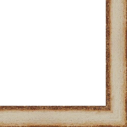 Picture Frame Moulding (Wood) 100ft Bundle - Distressed/Aged White Finish - 2.25" Width - 1/2" Rabbet Depth