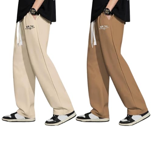 Image of Samfor Mid-Rise Stretchable Joggers in Premium Polycotton Comfort Blend for Street and Lounge Wear - Korean Style Baggy Track Pants for Men
