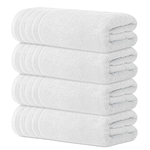 Avalon Towels Bath Towels Set of 4, Size 30 x 60 Inches - 60% Cotton, 40% Viscose Made from Bamboo, Soft and Absorbent, Quick Drying, Lightweight, Perfect for Daily Use