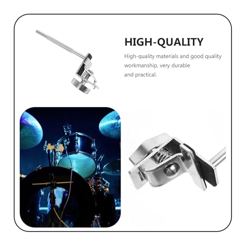 Abrazadera plateada Ciieeo para cowbell, accesorio para batería y percusión, soporte pequeño para cowbell montado miniatura 7