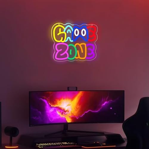 Image of LED Game Sign Game Zone Neon Signs Gaming Room Wall Art Decor Man Cave Lights Signs Gamer Home Bedroom Decoration USB Powered Brightness Adjustable