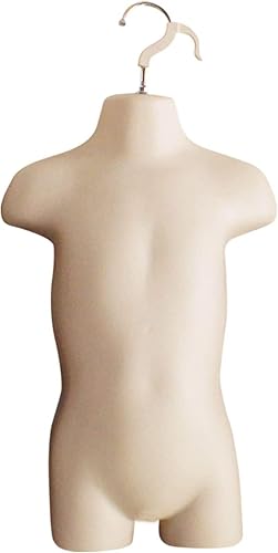 Miniatura 9 de DisplayTown 4 formas de maniquí Flesh - Juego de maniquíes colgantes de torso para hombre, mujer, niño y bebé, formas de cuerpo de plástico con