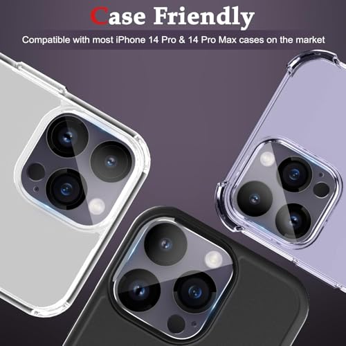 Image of Camera Lens Protector Compatible with iPhone 14 Pro Max (Pack of 3) | 9H Tempered Glass Camera Lens Guard | Scratch Resistant | HD Clear | Anti-Fingerprint | Easy Installation | Bubble Free
